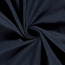 Tissu jeans pr&eacute;-lav&eacute; unicolore bleu marine - 196