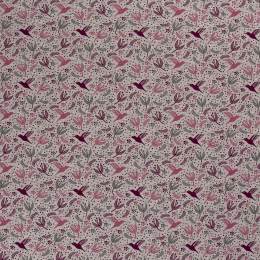 Tissu sweat polaire alpin imprimé feuilles rose - 196