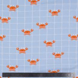 Tissu jersey imprimé crabes bleu - 196