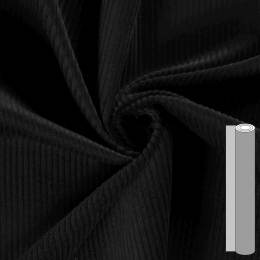 Coupon tissu velours côtelé (100 à 130cm) noir - 196