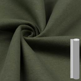 Coupon de tissu sweat brossé envers gratté (entre 100 et 130cm) vert kaki - 196