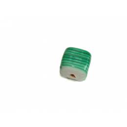 Perle verre veiné cube vert 10mm - 21