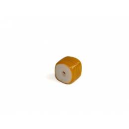 Perle verre veiné cube jaune 10mm - 21