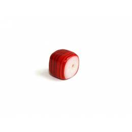 Perle verre veiné cube rouge 10mm - 21