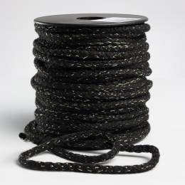 Cordon tricoté lurex 5mm noir - 218
