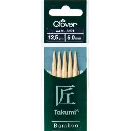 Aiguille tricot 2 pt bambou Takumi 12.5cm 5.00mm - 256
