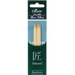 Aiguille tricot 2 ptes bambou Takumi 20cm 3.00mm - 256