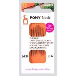 Aig tapisserie pointe "pony black" n°22/26 X6 - 346