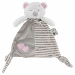 Doudou ours triangle rose + bavoir à broder - 367