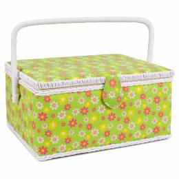 Boite à couture vert fleur orange - 397