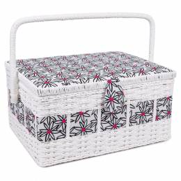 Boite à couture motif fleur noire rouge - 397