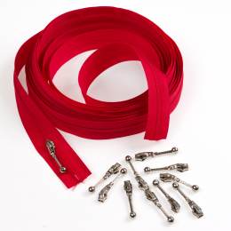 Fermeture &agrave; glissi&egrave;re spirale rouge 3,8mm +10 curseurs x5m - 399
