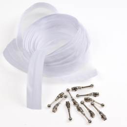 Fermeture &agrave; glissi&egrave;re spirale blanc 3,8mm +10 curseurs x5m - 399