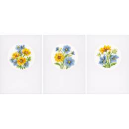 Kit carte fleurs bleues & jaunes lot de 3 - 4