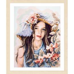 kit Diamond painting fille avec chapeau - 4