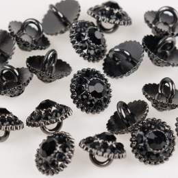 Bouton fantaisie pierre noire à queue - 408