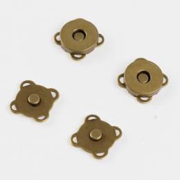 Bouton fermoir aimanté à coudre 14mm bronze (2u x 3 cartes) - 408