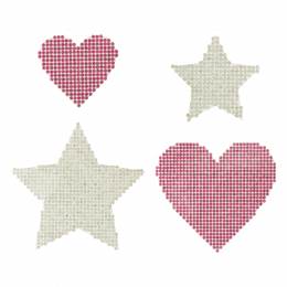 Lot de motifs strass par 4 (étoiles et curs) - 408
