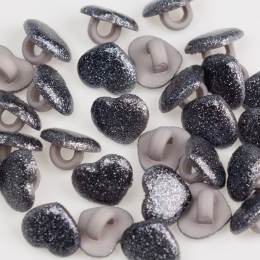 Bouton coeur brillant noir &agrave; queue - 408