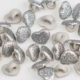 Bouton coeur argent&eacute; &agrave; queue - 408