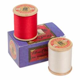 Coffret coton cr&egrave;me rouge x 2 bobines bois de 200m - 464
