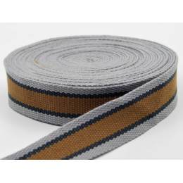 Sangle 30 mm polyester coton gris - marron - 465