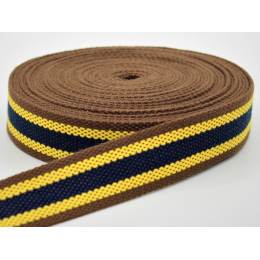 Sangle 30 mm polyester coton marron - noir - jaune - 465