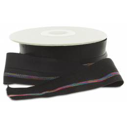 Élastique lurex pré-plié 40mm noir multicolore - 465