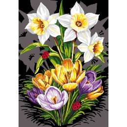 Canevas antique Luc 32/50 - crocus et narcisses - 47