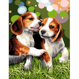 Canevas Luc antique 50/65 - c&acirc;lin de chiens - 47