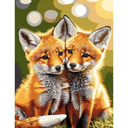 Canevas Luc antique 50/65 - c&acirc;lin de renardeaux - 47