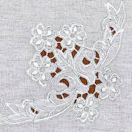 Napperon ovale coton blanc bordé - 47
