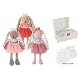 Doudou à broder  Bunny sisters 30 cm lot de 3 + boites - 485