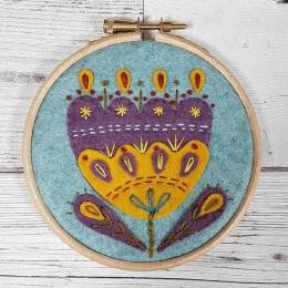 Kit tambour appliqué folklore fleur retro - 490