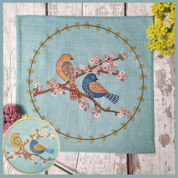 Kit tambour appliqué oiseaux et fleurs - 490