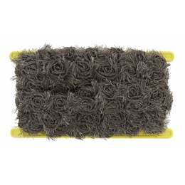Galon fleurs sur tulle taupe 30mm - 493
