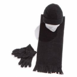 Ensemble bonnet + gants + écharpe noir enfant - 50