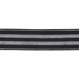 Élastique lurex noir rayures argent 30 mm - 53