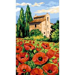 Canevas pierres et coquelicots - 55