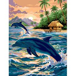 Canevas 45 x 65 cm - dauphins - 55