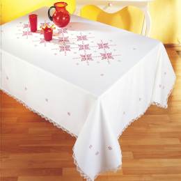 Nappe ovale coton blanc 140/200 sans dentelle - 55