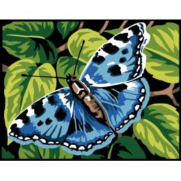 Kit canevas pénélope blanc - Papillon bleu - 55