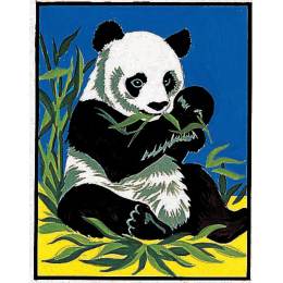 Kit canevas pénélope blanc - Le panda aux bambous - 55