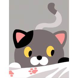 Kit canevas p&eacute;n&eacute;lope blanc - chat cach&eacute; - 55