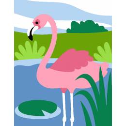 Kit canevas p&eacute;n&eacute;lope blanc -flamant rose - 55
