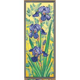 Canevas 25/60  - Les iris fleurs mauves - 55