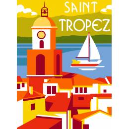 Canevas 30/40 type affiche Saint Tropez - 55
