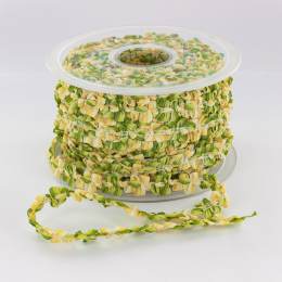 Galon rococo 10mm rigide vert/jaune - 58