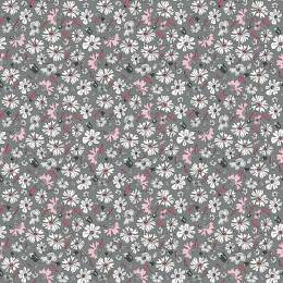 Tissu fleurettes gris - 64