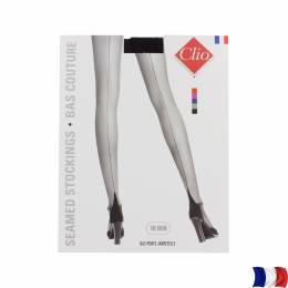 Bas couture bicolore porte jarretelle t2 noir/noir - 66